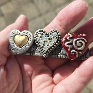 Vtg Bougie Credit Card Holder Metal Hearts Rhinestones Chicos